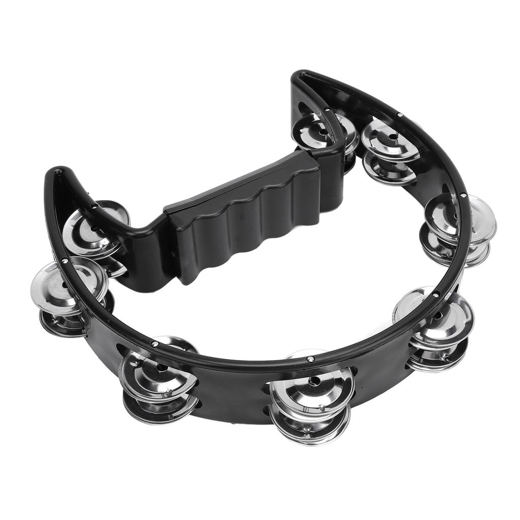 Tambourine Jingle Black Cat Shape Non Slip Handle Half Moon Handheld Tambourine for Party