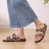 Fashion Smile Women's Slide Sandals New Casual Cork Footbed Platform Sandals Open Toe Leopard Slides With Adjustable Buckle Flat Sandals