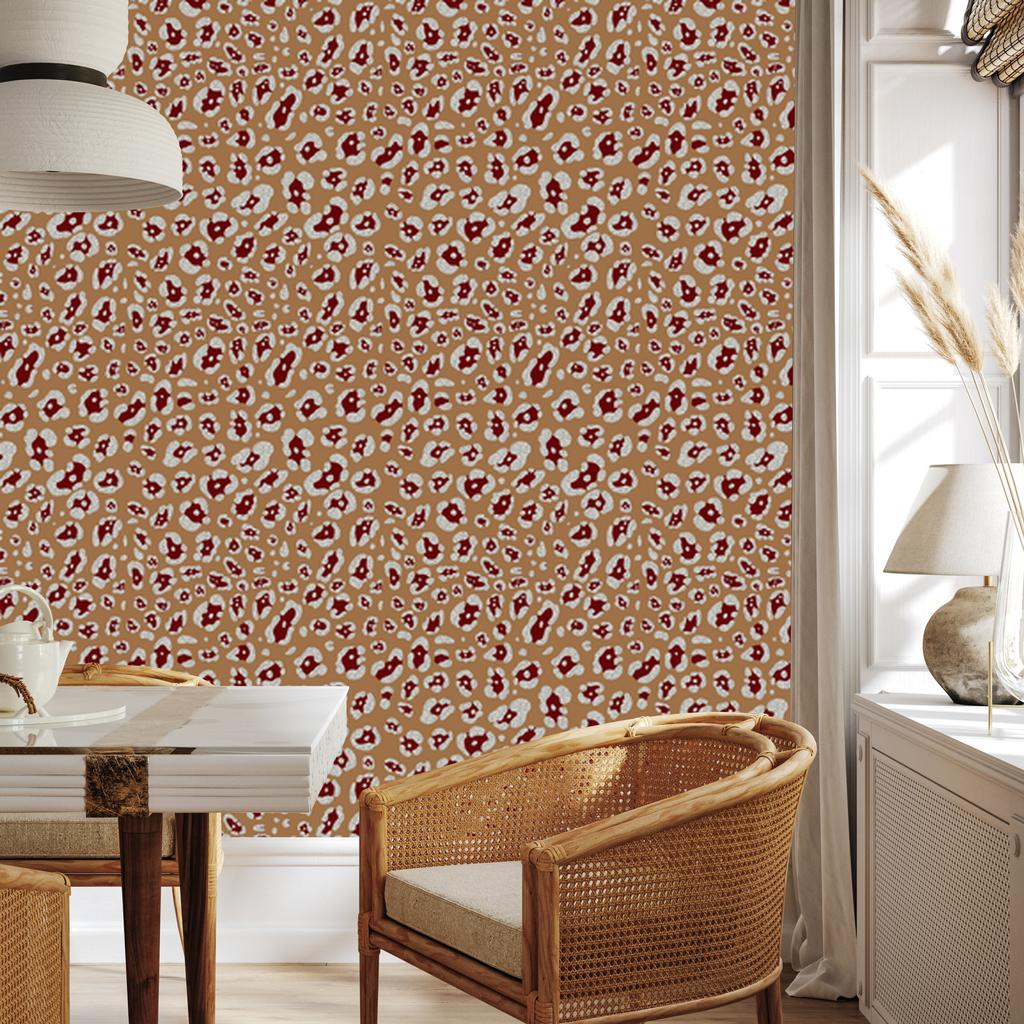 Red Velvet Leather Wallpaper Gold and Beige for Living Room and Bedroom 50x1000