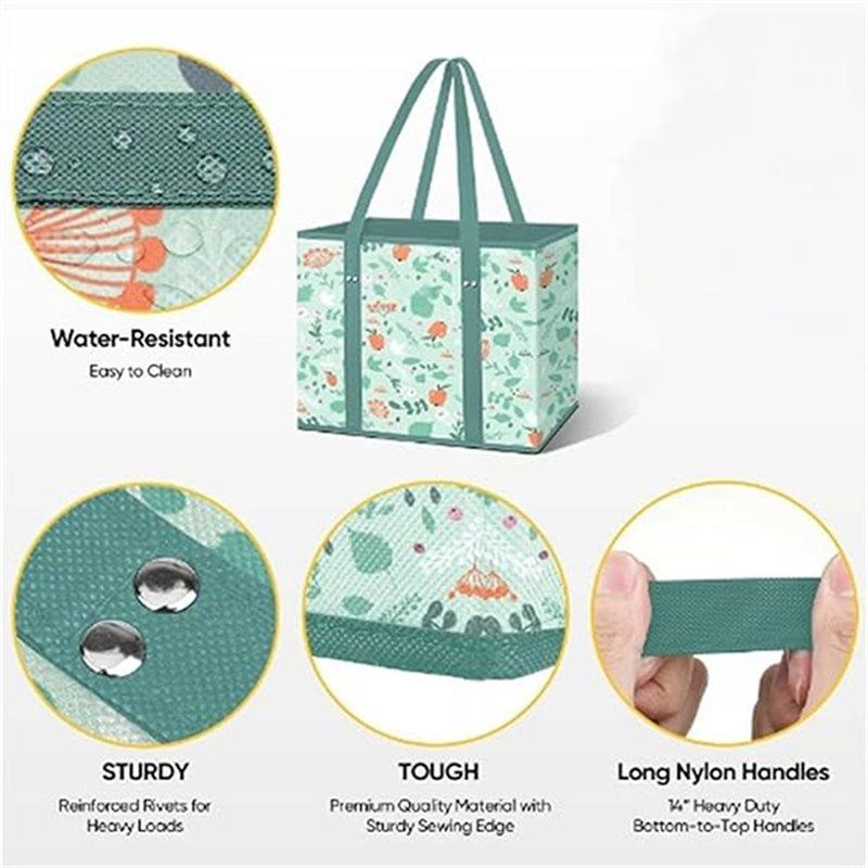 Reusable Grocery Bags, Large Capacity Non-Woven Foldable Picnic Bag, Reinforced Bottom With Handles, Grocery Bags