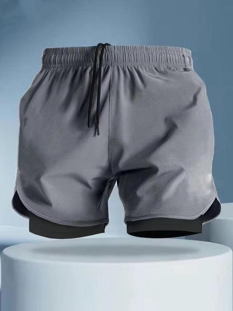 Men's American Style Ice Silk Quick-Dry 3/4 Running Shorts with Inner Lining