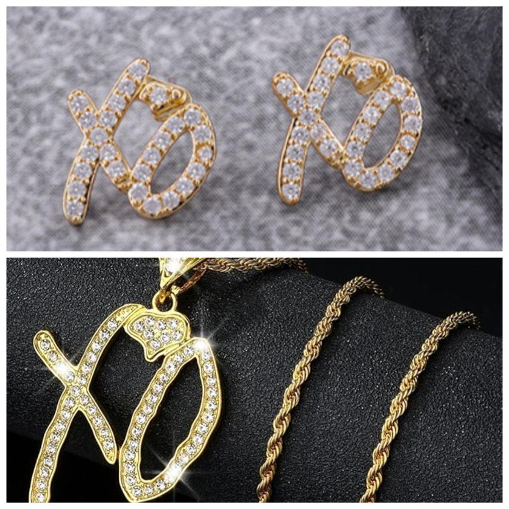 High Hip Hop XO Letter Pendant Necklace for Women Men, Fashion Creative Cubic Zirconia Exaggerated Hip Hop Rock Gift Jewelry
