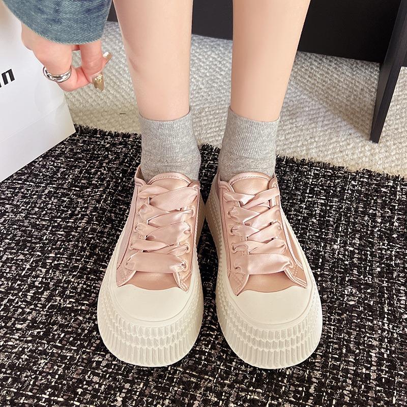 Spring and summer new thin board shoes latex insoles thick sole heightening muffin sole casual little white shoes women's shoes