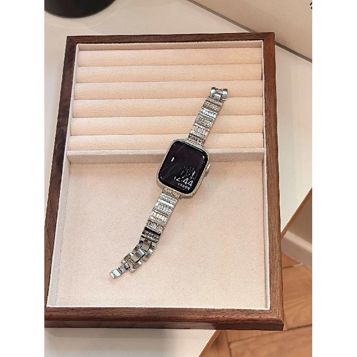 

Diamond Bracelet Starp for Apple Watch Series 10 9 8 7 6 5 4 3 Luxury Jewelry Watchband for Iwatch 38 40mm 41 42 44mm 45 49 46mm 42 44 45 49mm s10 46 срібний