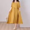 Elegant Women's Summer Dress Plus Size Casual Short Sleeve Vintage Loose Long Dress Summer Clothes
