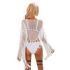 Summer Women's Plus Size Cover-Ups Fringe Irregular Bikini Beach Shirt Hollow Out Knit Sunscreen Cover Up