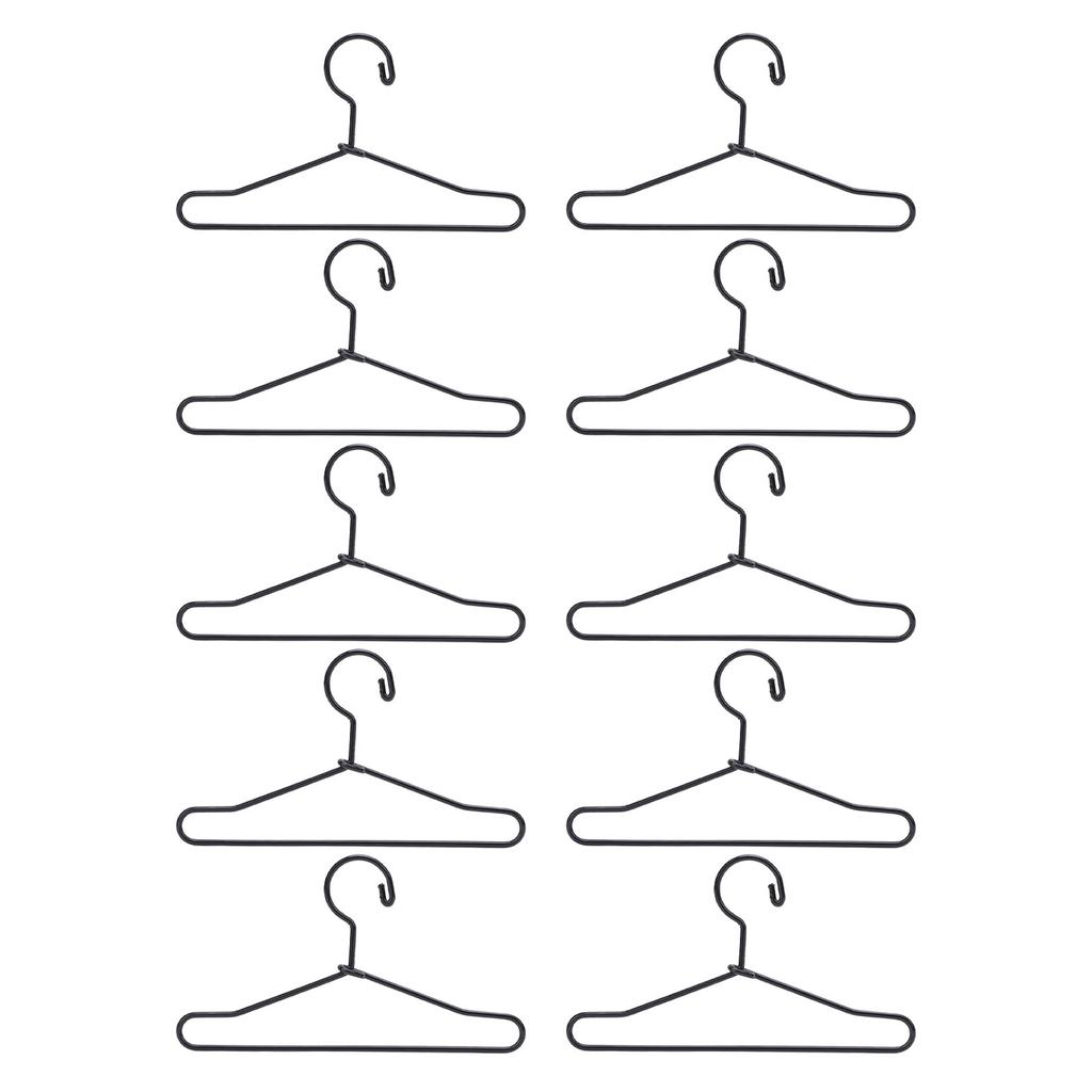 10Pcs Doll Clothes Hangers Metal Miniature Mini Cute Cartoon Closet Decor Accessories Black 65mm