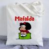 Kawaii Shopping Bag Mafalda Cute Anime Harajuku Canvas Bag Tote Bag Lady Handbag Large Capacity Shopper Bag Casual Shoulder Bag