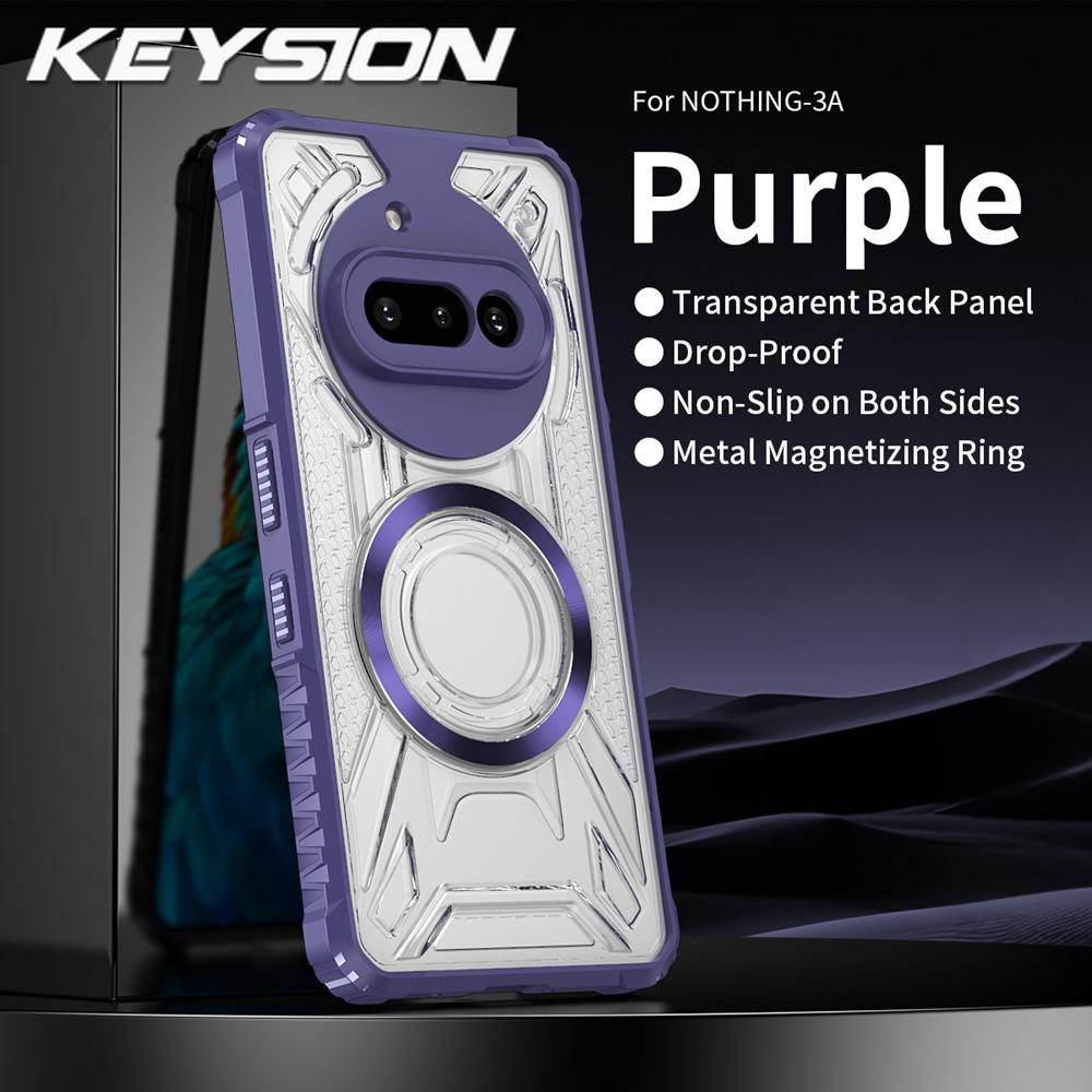 KEYSION Transparent Magnetic Case for Nothing Phone 3A Pro Silicone+PC Heavy Duty Shockproof Phone Cover for Nothing Phone 3A