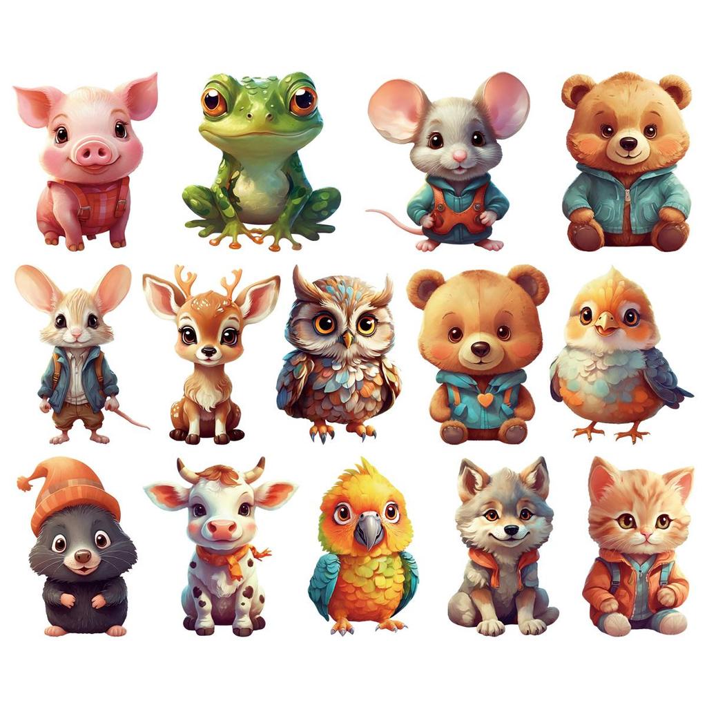 Heat Transfer Vinyl For T-Shirt Dresses Jeans Diy Cartoon Animals Stickers Decals Heat Transfer Printing Cat Rabbit Deer