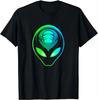 Mystic Alien Face Print On Black Tee  Futuristic Style T Shirt Graphic T Shirts Men Clothing Tops Camisetas Streetwear
