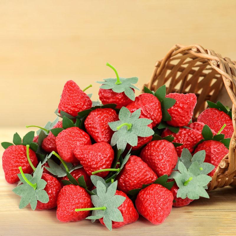 20Pcs Artificial Strawberry Simulation Plastic Fake Fruit for Home Kitchen Table Decoration Christmas Ornament DIY Wedding Party