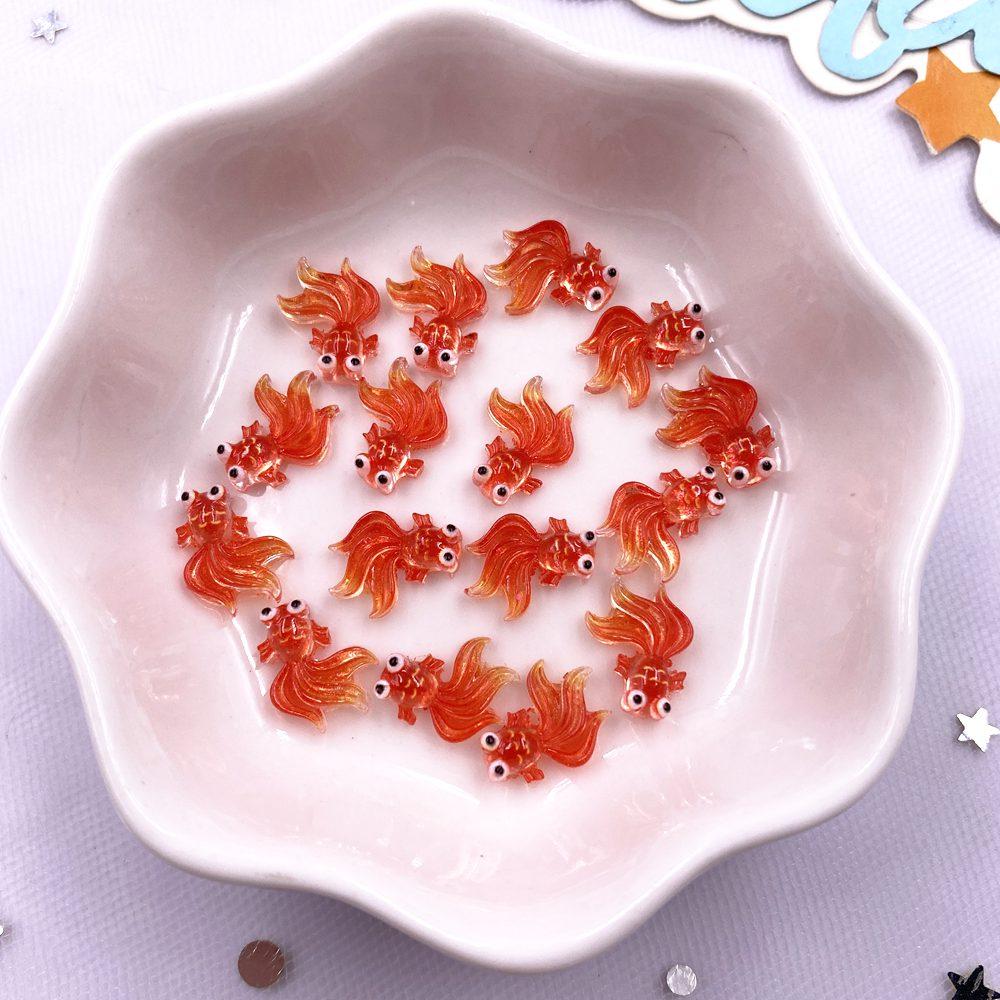 

50 шт. Полимерные разноцветные фигурки золотых рыбок с блестками, плоские стразы-аппликации, DIY украшения для ногтей, аксессуары для скрапбукинга, поделки