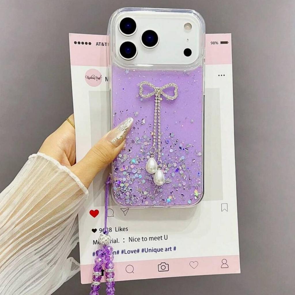 Apple 17Pro Max Schmetterling Glitzer Epoxid Schutzhülle für iPhone 16 XSAMX 14