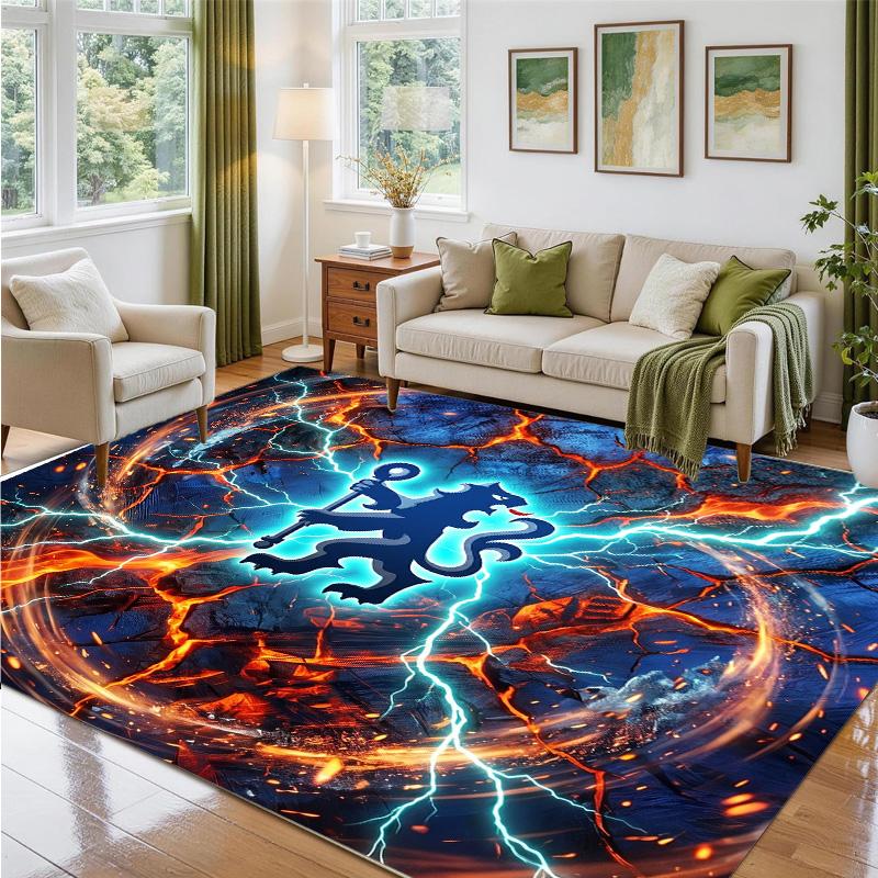 Chelsea FC Design Crystal Velvet Rug Soft Decorative Mat for Bedroom Entrance