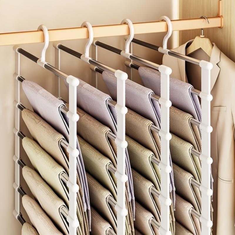 1Pc Stainless Steel Space-Saving Foldable Pants Hangers for Jeans, Leggings & Trousers - Closet Organizer