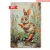 Tin Sign Retro Easter Rabbit Floral Wall Art Home Holiday Decor Metal Poster