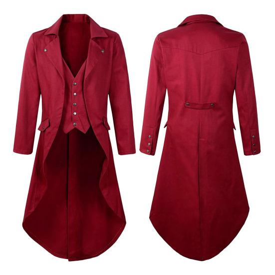 Slim-Fit Tuxedo Jacket Lapel Long-Sleeved Retro Dress Jacket Medieval Style Suit Jacket Festive Parties Wear