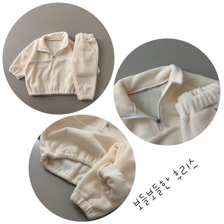 Herbst Kinder Mehrfarbiges Fleece Sportbekleidungsset - Stehkragen, Zweiteilig, Baby Oberbekleidung