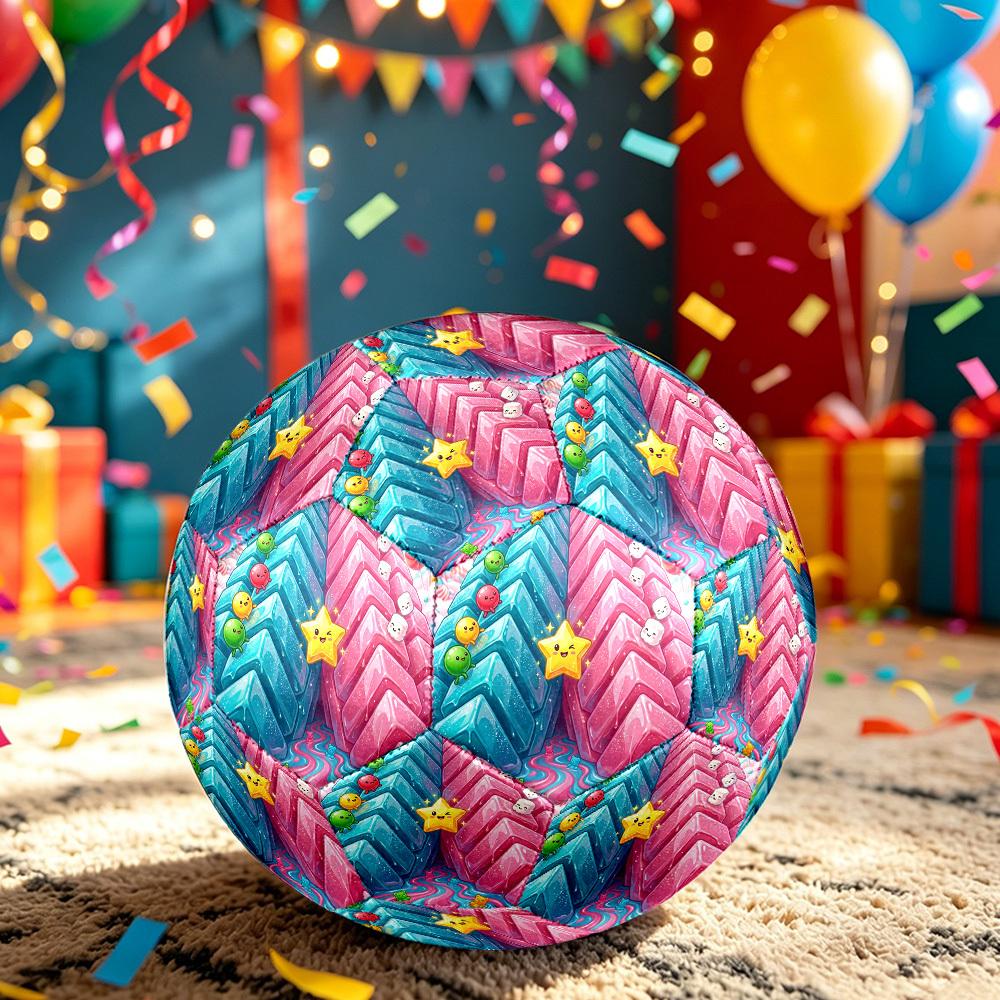 1pc Candy Land Adventure Themed Soccer Ball, Size 5, Lightweight PVC Material, Outdoor Training Soccer Ball Gift. q62268