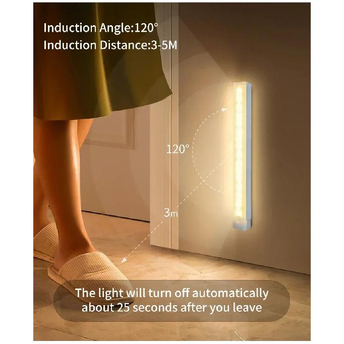 Motion Sensor LED Cabinet Light Rechargeable Versatile Use Portable Cordless Magnetic for Kitchen Bedroom Detector Light