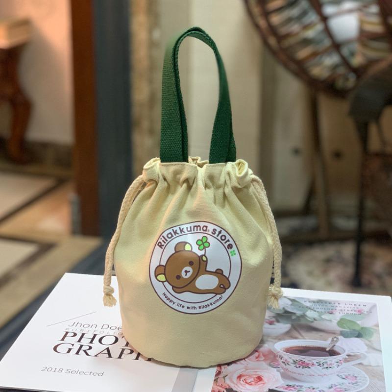 New Canvas Bundle Portable Tote Bag Thermos Cup Braised Cup Protective Bag Thermal Insulation Bucket Bag Handheld Mom Bag