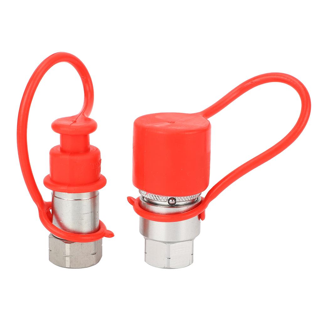 2Pcs Hydraulic Quick Couplers Flat Face 14in NPT Quick Connect Fittings Couplings with Covers for