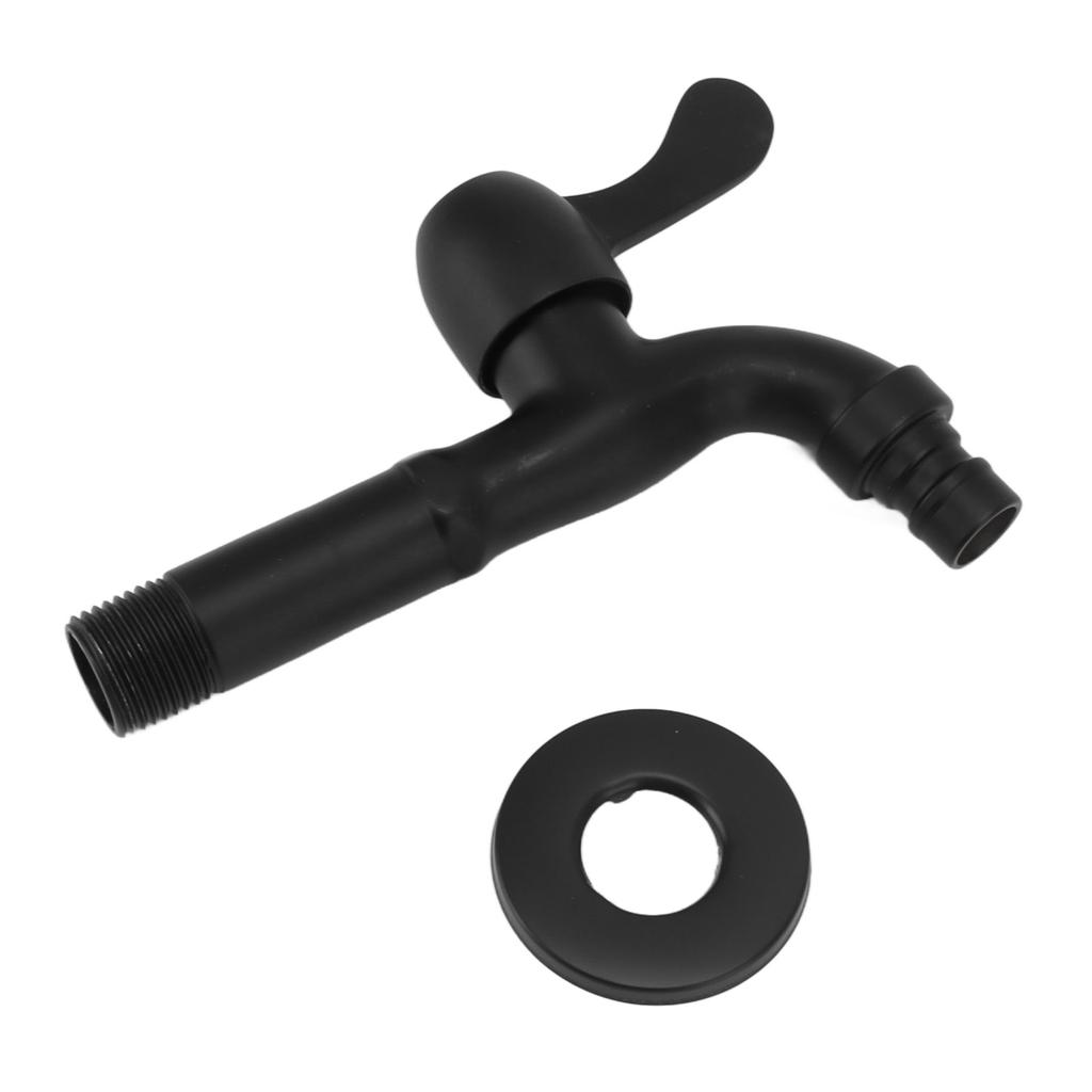 Water Faucet 304 Stainless Steel G1/2 Caliber Wall Mounted Long Style Single Cold Water Tap Black