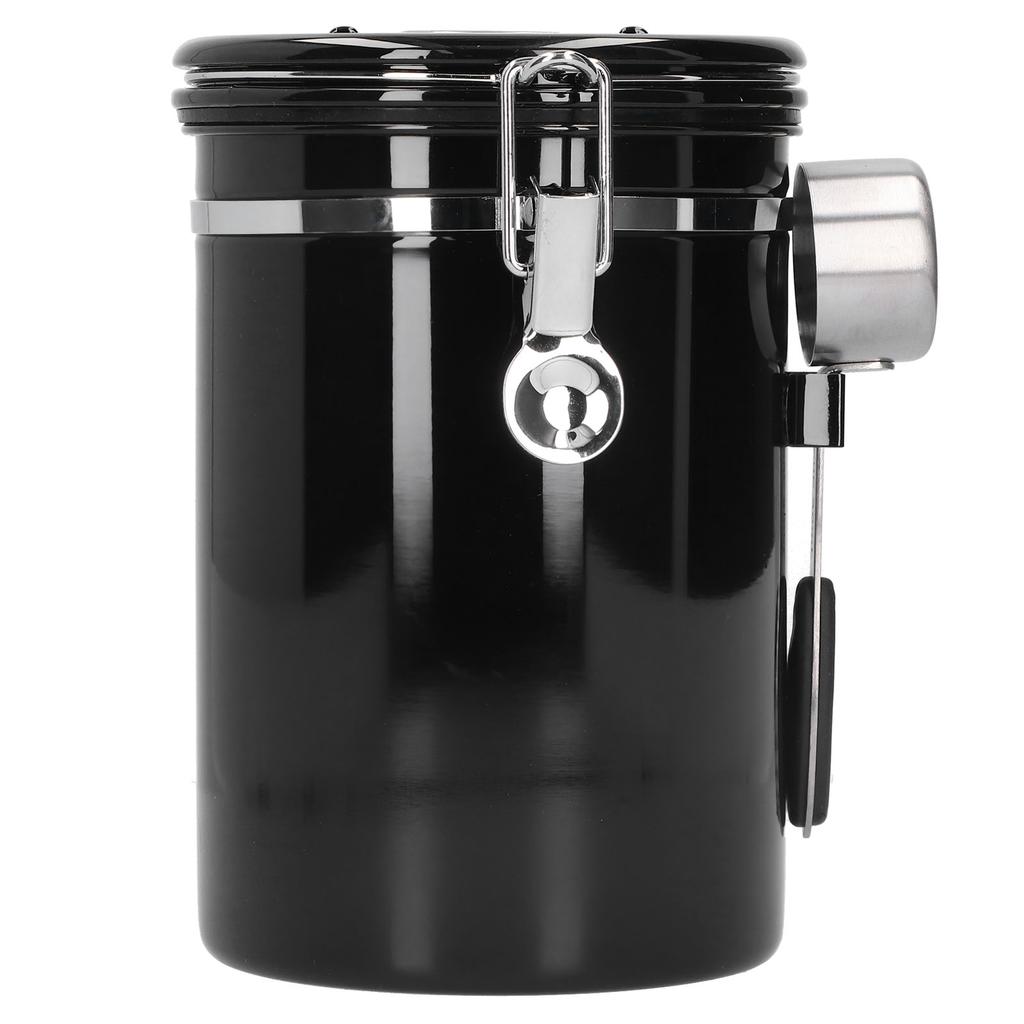 Coffee Bean Container with Exhaust Valve Tea Leaf Storage Canister for Kitchen Use(Silver Spoon 1.8L (Filled 750g Coffee Bean))