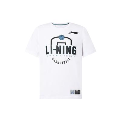 Li Ning Sports Basketball Series Letter Logo Pattern Quick-Dry Training T-Shirt Unisex Tops White ATSS831-2