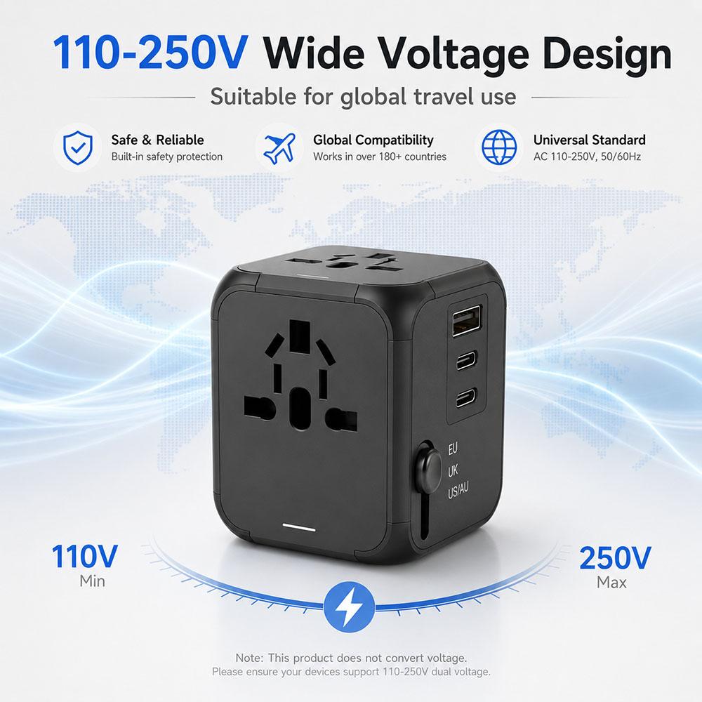 Universal Travel Adapter, Multi Plug 220v to 5v Outlet usb Type c Socket Multicontacto con usb y Corriente Charger For EU/UK/USA