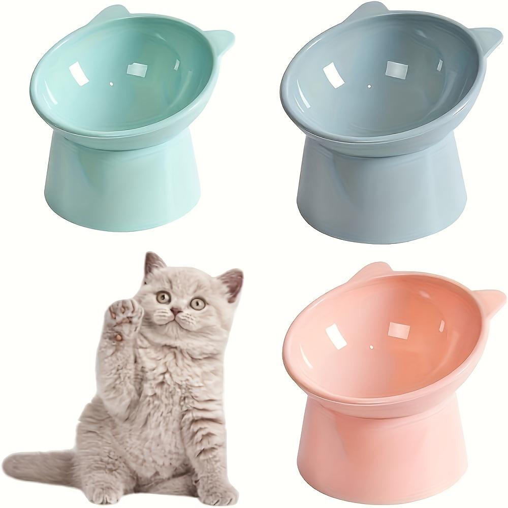 Upgraded Cat Bowl, Spill-proof Tilting Pet Feeder with Angled Neck Protection for Cats and Dogs