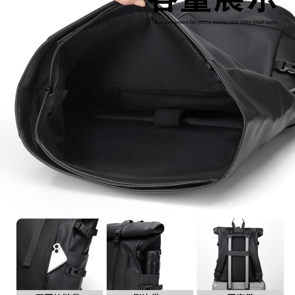 Schoolbag Backpack Men's Commuter Large Capacity Travel Bag 17.1 Inch Computer Bag Business Backpack College Student School Bag PU Leather