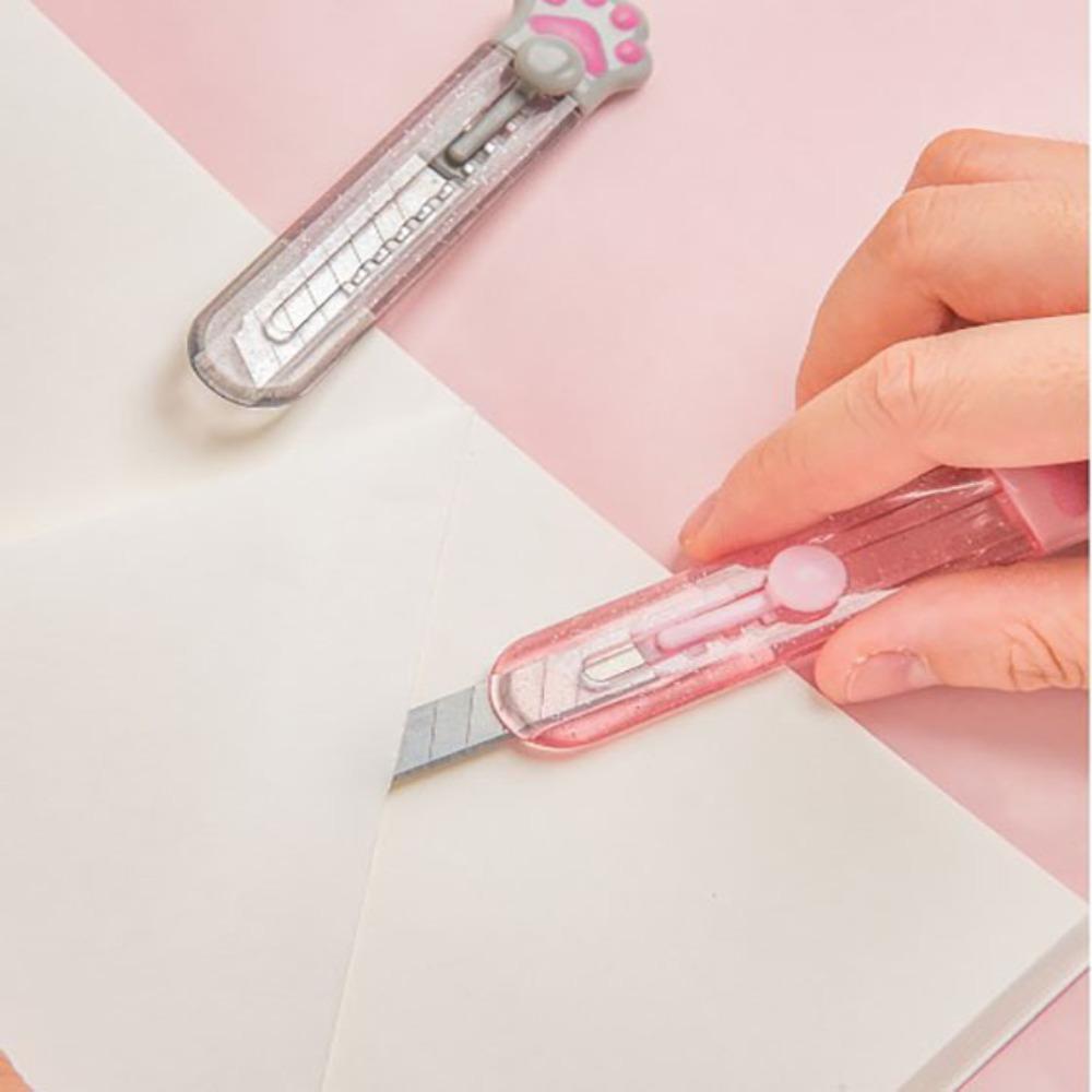 Mini Cat Paw Art Utility Knife Cute Transparent Utility Knife Express Box Knife Paper Envelope Opener Student Stationery Suppy