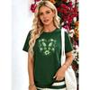 Damen Glitzerndes Strass Schmetterling T-Shirt Blau Grün Glitzer Druck Lässig Rundhals Kurzarm