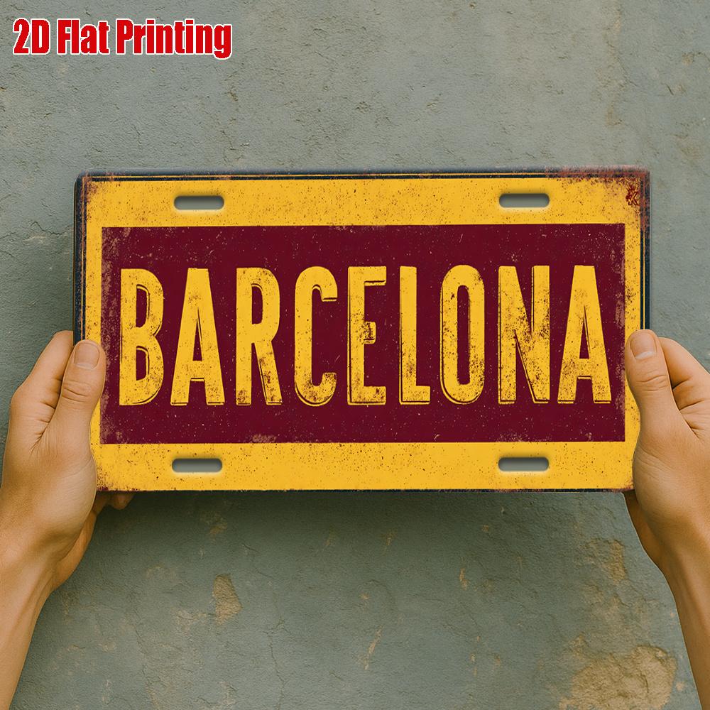 Blechschild Vintage Langlebige Metallplakette Wanddekor Barcelona Spanien Retro Home Office Bar Man Cave Wandkunst