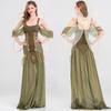 Green Forest Fairy Princess Costume: Butterfly & Flower Long Dress for Halloween