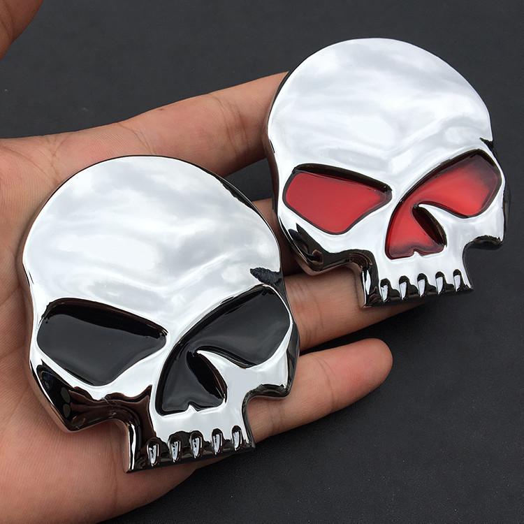 Metal Skull Car Emblem Sticker for Hood, Tail, and Body Modification