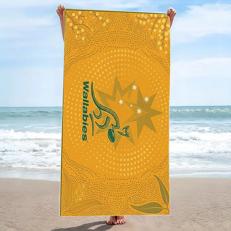 Australian Wallabies Print Beach Towel, Large Soft Quick Dry Towel for Beach Camping Swimming