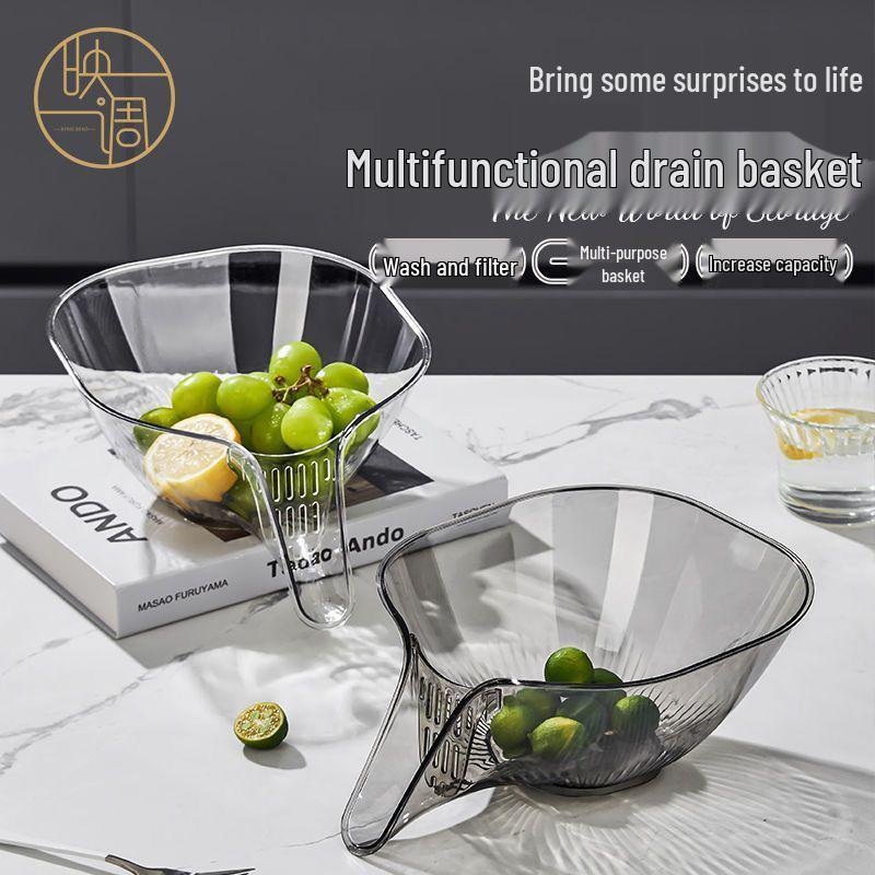 

Multi-functional Kitchen Sink Basket Bowl for Washing and Draining Vegetables and Fruits серый
