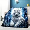 Moonlight Forest Tiger Blanket - Soft Flannel Throw with Majestic White Tiger & Full Moon Design, Cozy All-Season Blanket for So