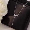 Elegant S925 Sterling Silver Bow Tassel Necklace: Luxury Clavicle Chain for Women with a Chic, Sophisticated Touch.