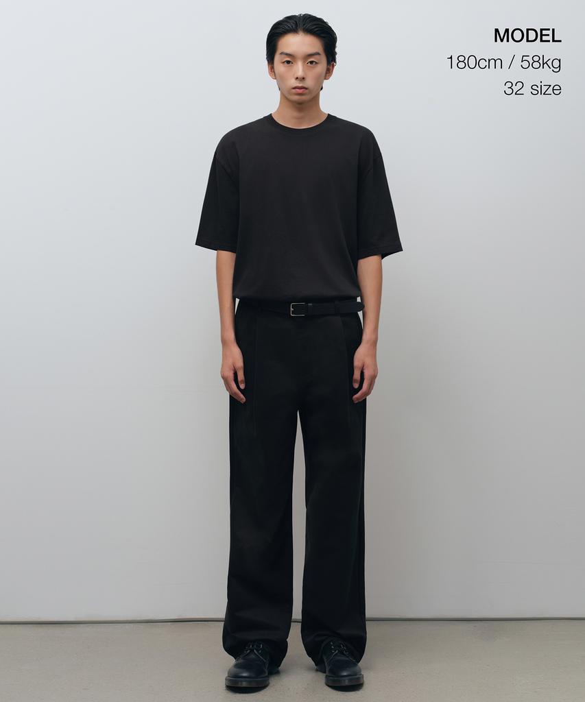 MUSINSA STANDARD Brushed One-Tuck Wide Chino Pants [Black]