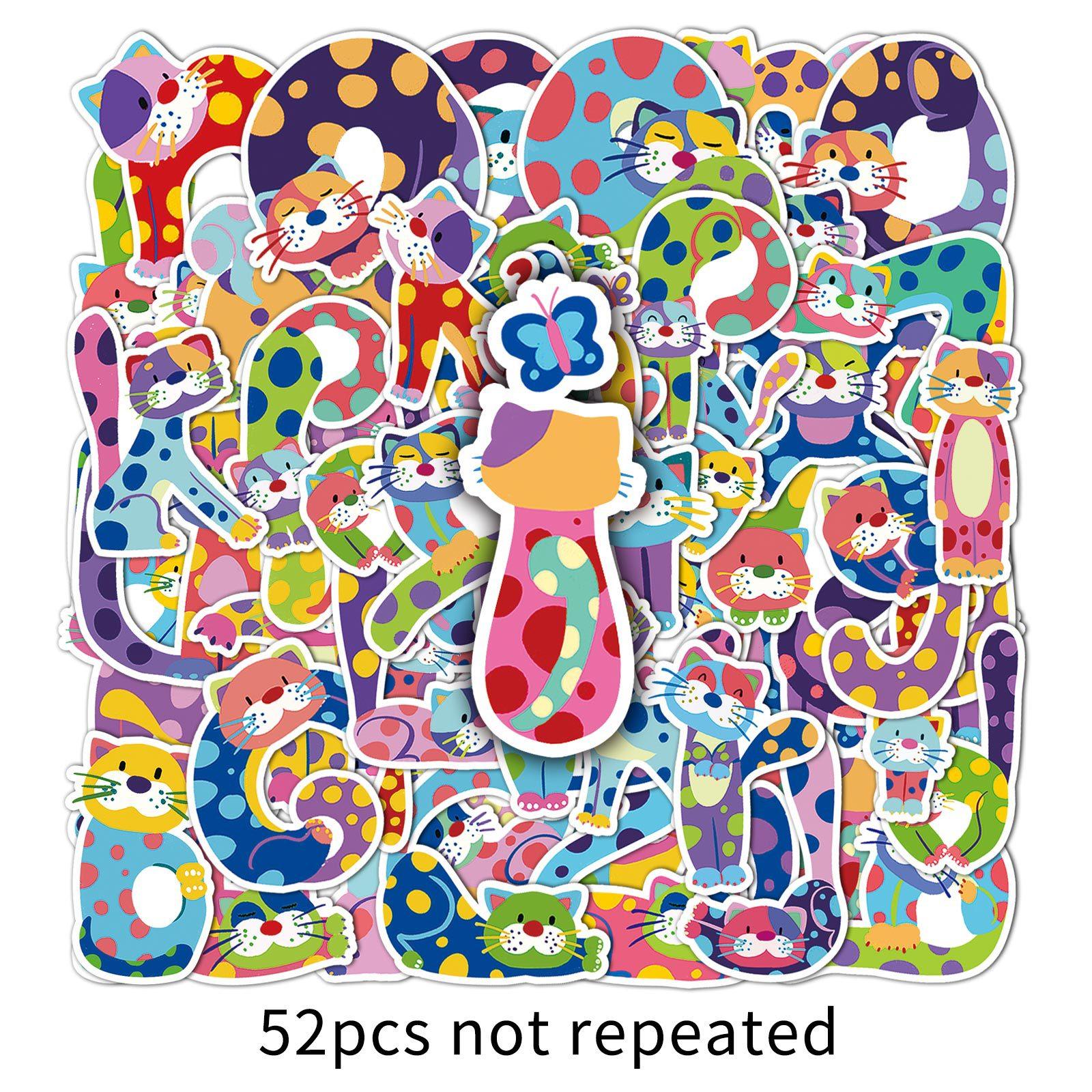 

52 Doodle Cat English Letters Personalized Hand-drawn Cartoon Decorative Water Cup Suitcase Creative Stickers