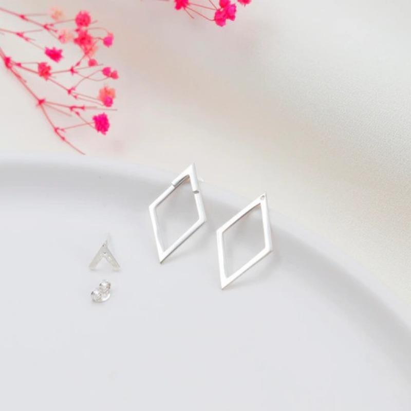 Hot Selling Diamond Shaped Double Layer Design Earrings with A Niche Temperament Elegant and Fashionable