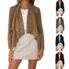 Women's Faux Suede Jacket Solid Color Soft Casual Fall Winter Coat Vintage Style Outerwear