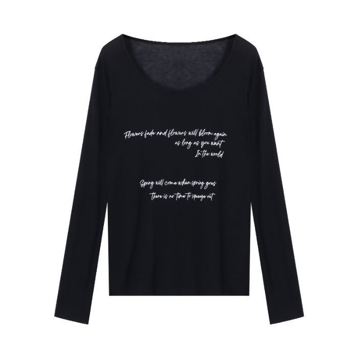 Lazy Tulle Sunscreen Blouse Long-sleeved T-shirt Women's Spring Letter Printing Design Sense Thin Loose Top