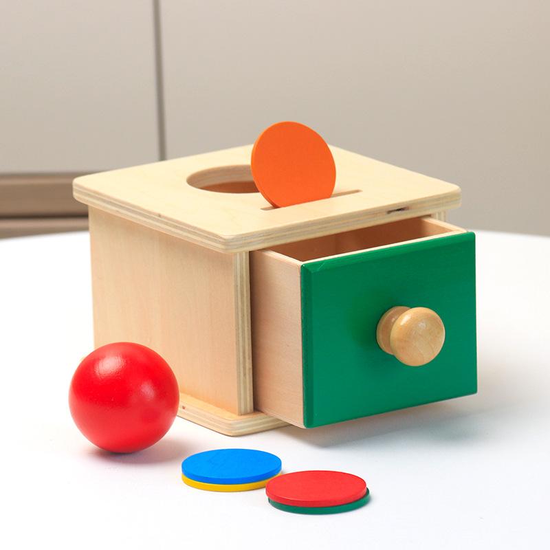 Wooden ball drawer goal box educational toys children's early education intellectual development coin box teaching aids