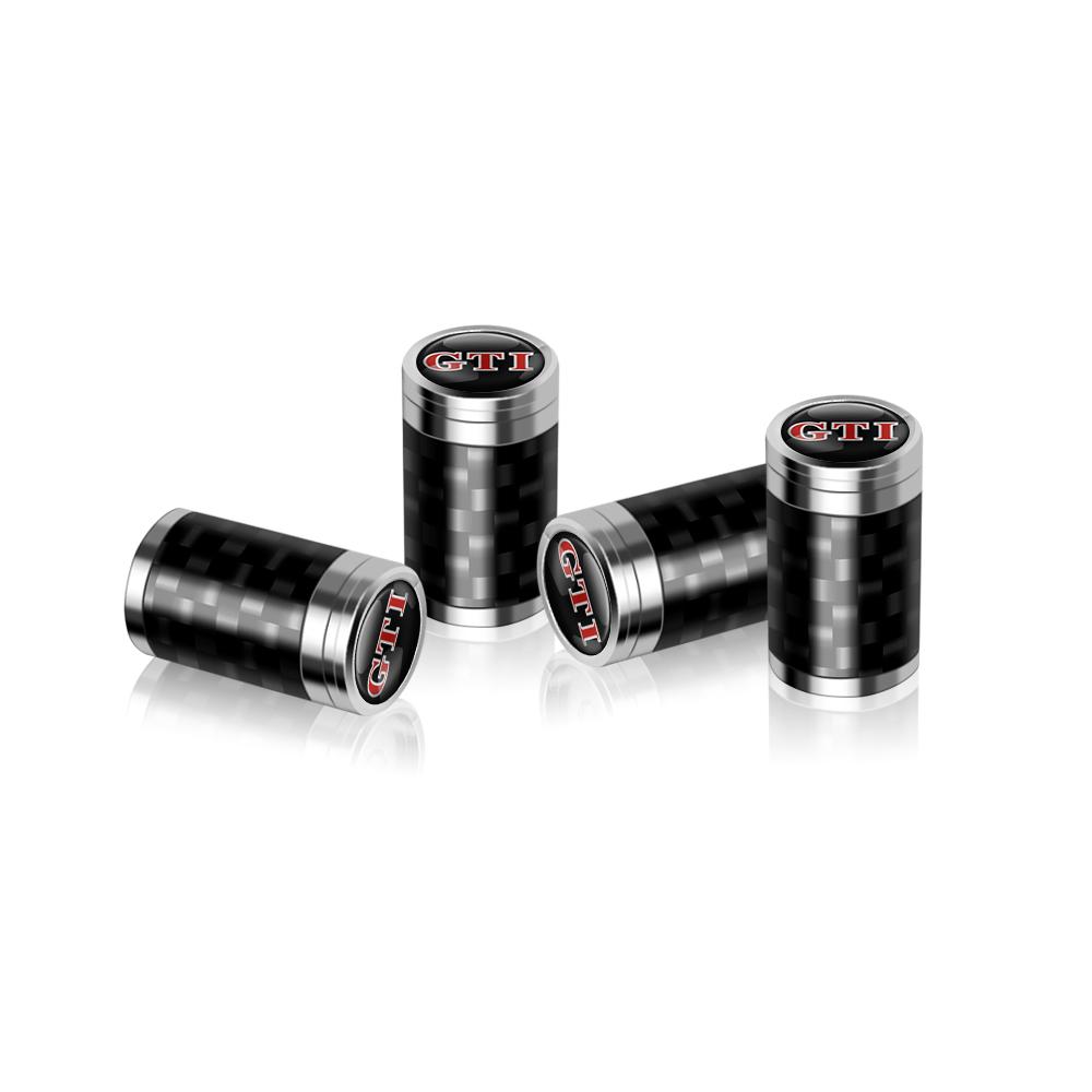 EFG1 For VW GTI Golf Passat MK6 Touareg Bora GTD Tiguan MK4 Polo 4Pcs Carbon Fiber Car Wheel Tire Valve Stem Air Cap Auto Decoration