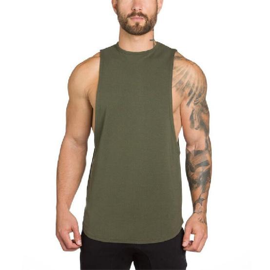 New Sports Vest Men'S Loose Summer Pure Cotton Fitness And Bodybuilding Quick Drying Sleeveless Shoulder White Base Shirt Sleeveless T-Shirt